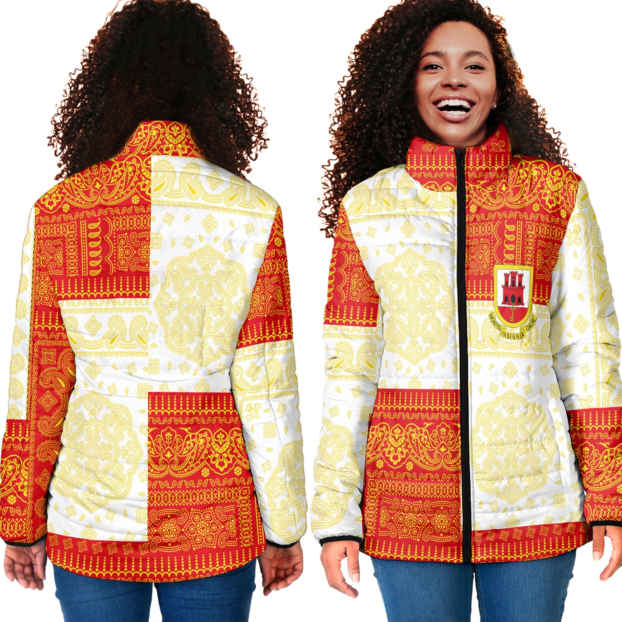 Gibraltar Women Padded Jacket Flag And Paisley Basic Style 4