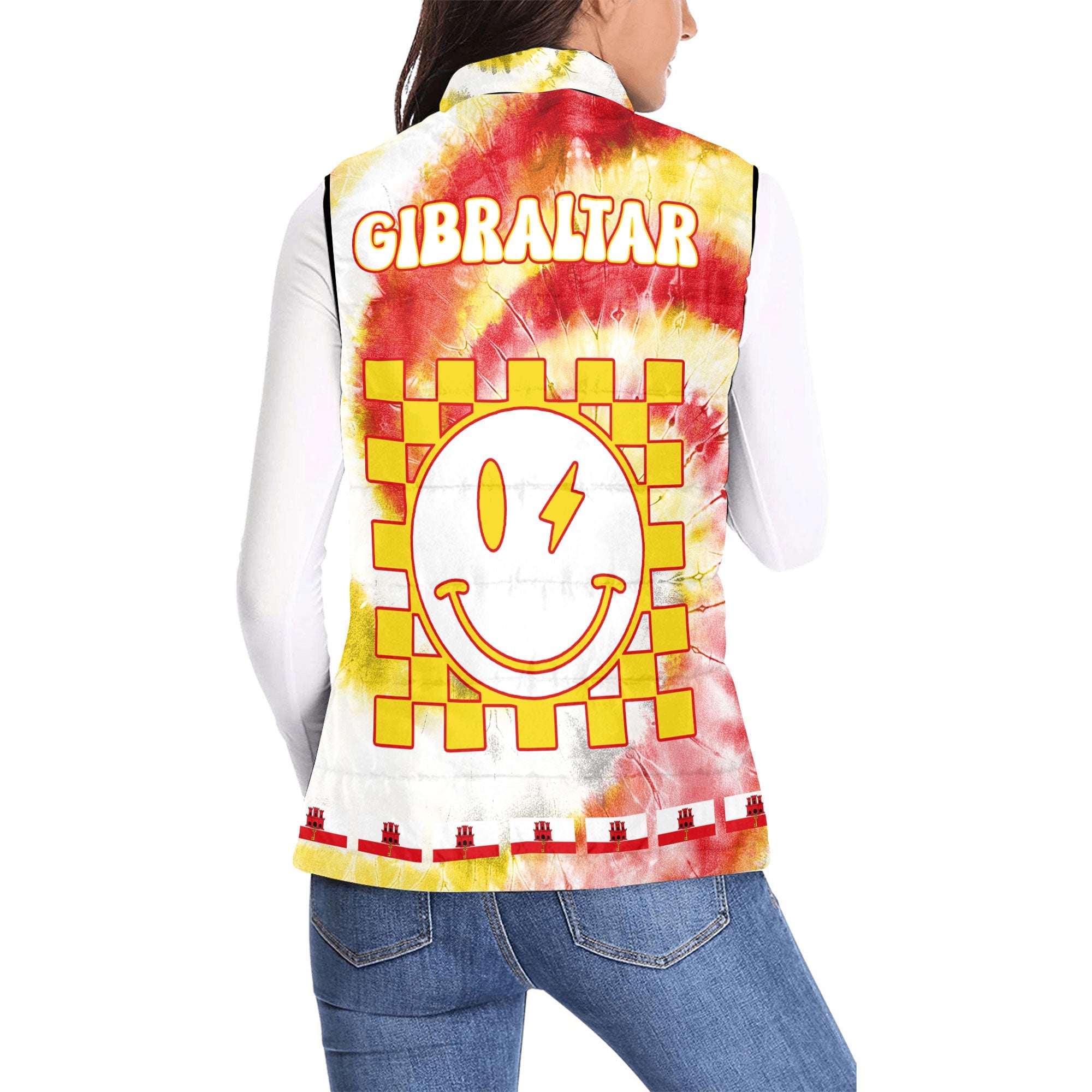 Gibraltar Women Padded Jacket Vest Custom Tie Dye Style 2