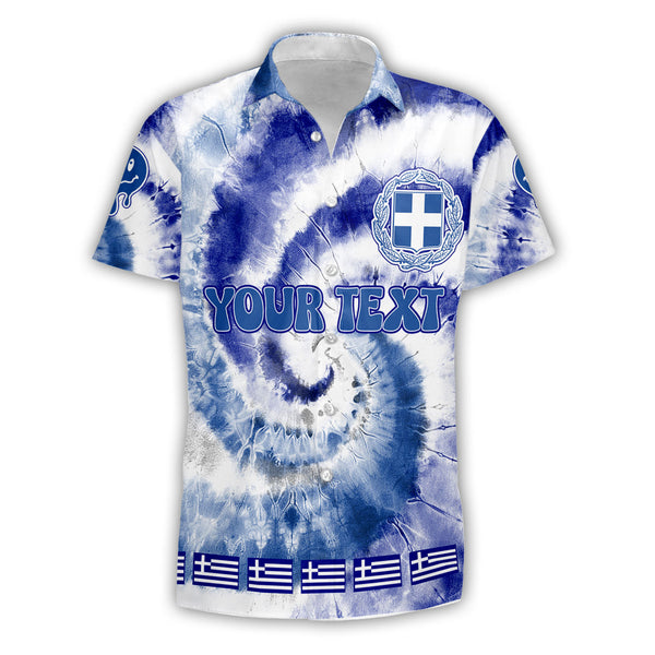 Greece Short Sleeve Shirt Custom Tie Dye Style 1