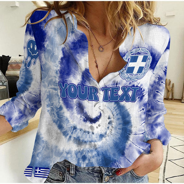 Greece Women Casual Shirt Custom Tie Dye Style 1