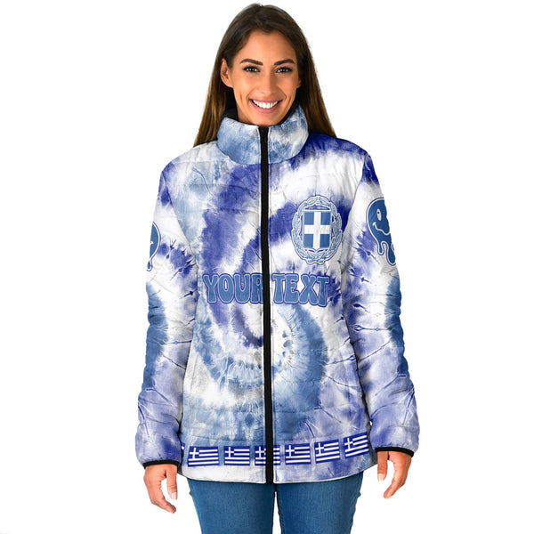 Greece Women Padded Jacket Custom Tie Dye Style 1