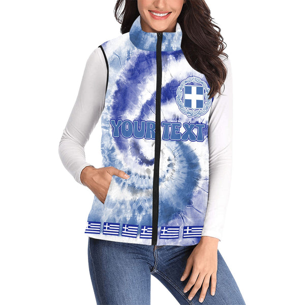 Greece Women Padded Jacket Vest Custom Tie Dye Style 1