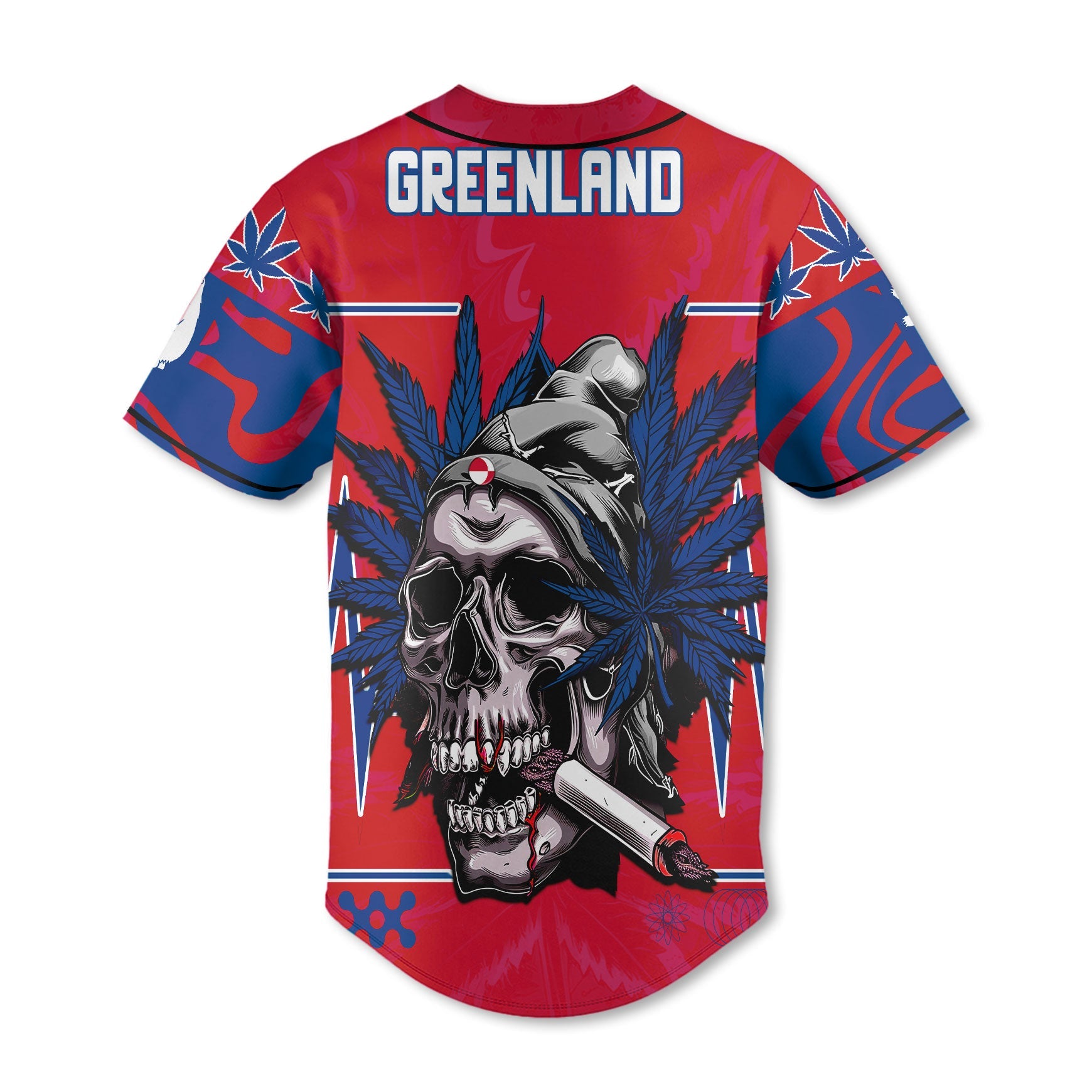 Greenland Baseball Jersey Flag & Coat Of Arms Marijuanas Style