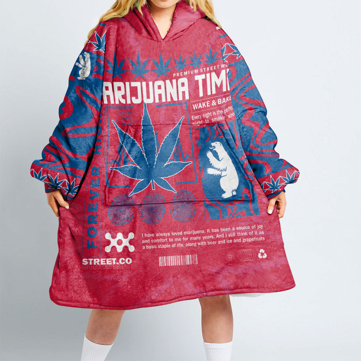 Greenland Snug Hoodie Flag & Coat Of Arms Marijuanas Style