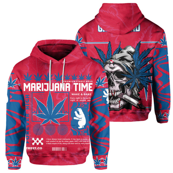 Greenland Hoodie Flag & Coat Of Arms Marijuanas Style