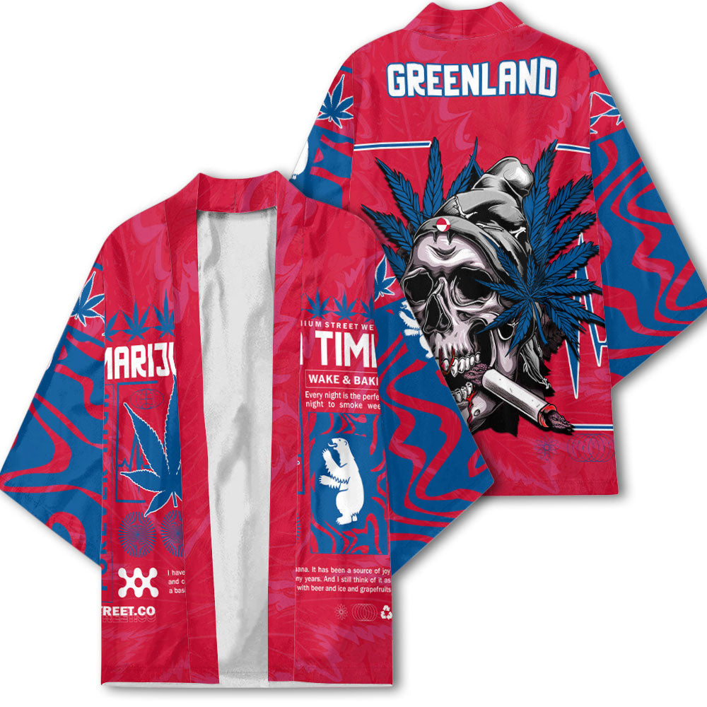 Greenland Kimono Flag & Coat Of Arms Marijuanas Style