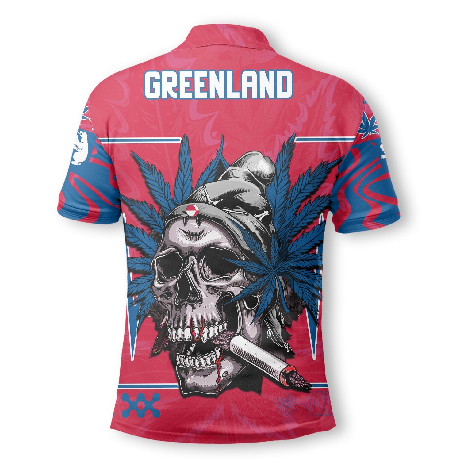 Greenland Polo Shirt Flag & Coat Of Arms Marijuanas Style