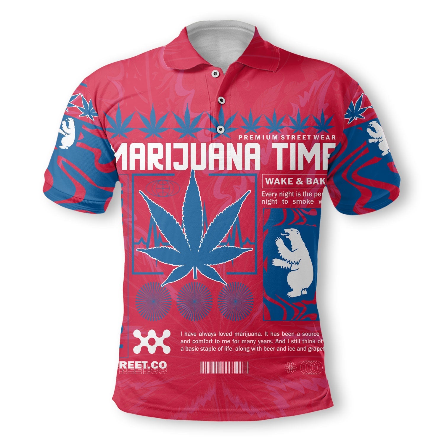 Greenland Polo Shirt Flag & Coat Of Arms Marijuanas Style