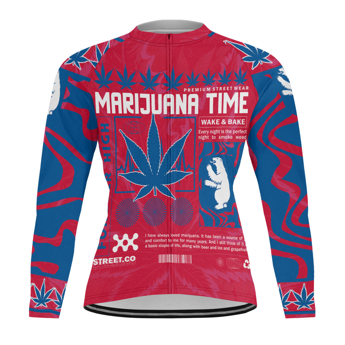 Greenland Men's Cycling Jersey Long Sleeve Flag & Coat Of Arms Marijuanas Style