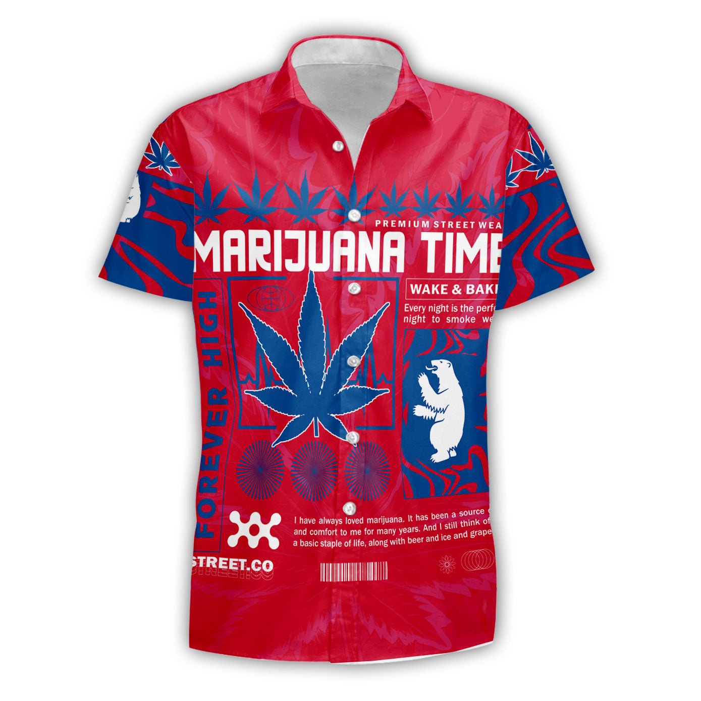 Greenland Short Sleeve Shirt Flag & Coat Of Arms Marijuanas Style