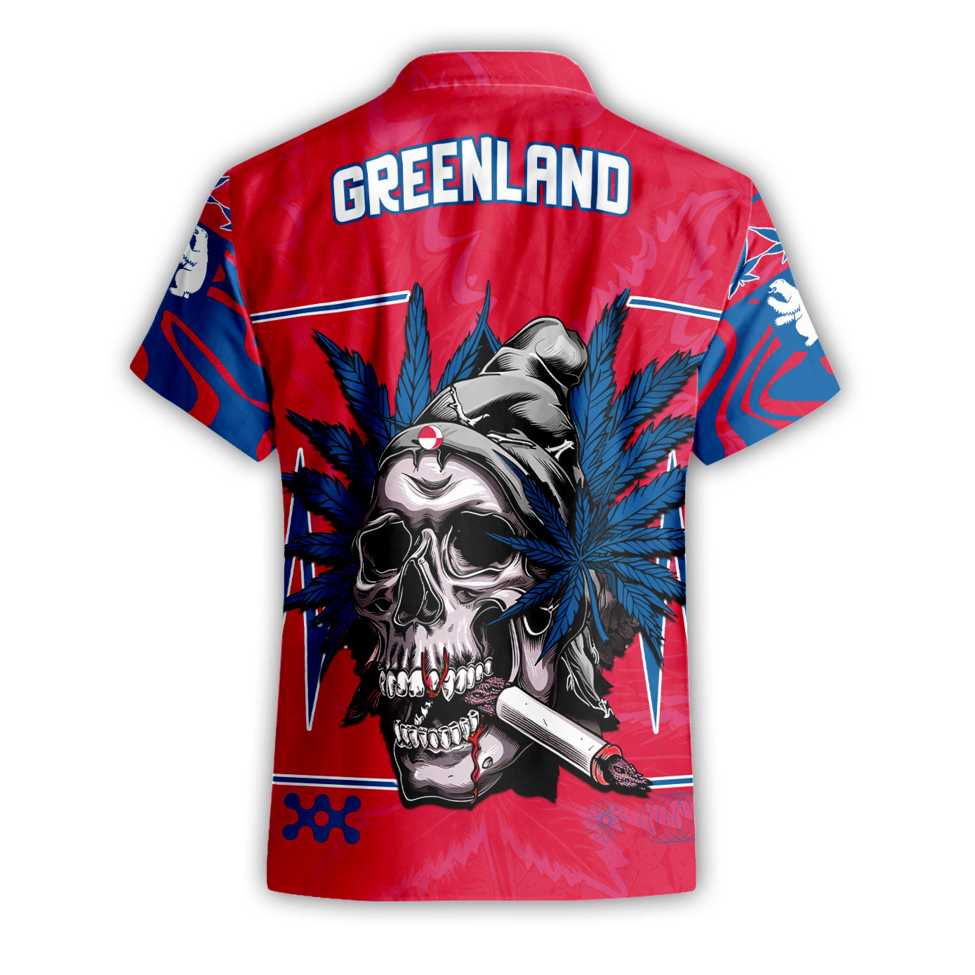 Greenland Short Sleeve Shirt Flag & Coat Of Arms Marijuanas Style