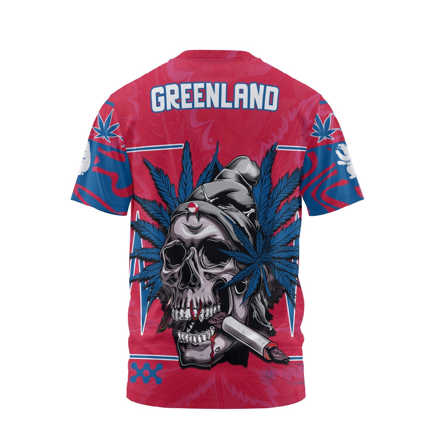 Greenland T Shirt Flag & Coat Of Arms Marijuanas Style