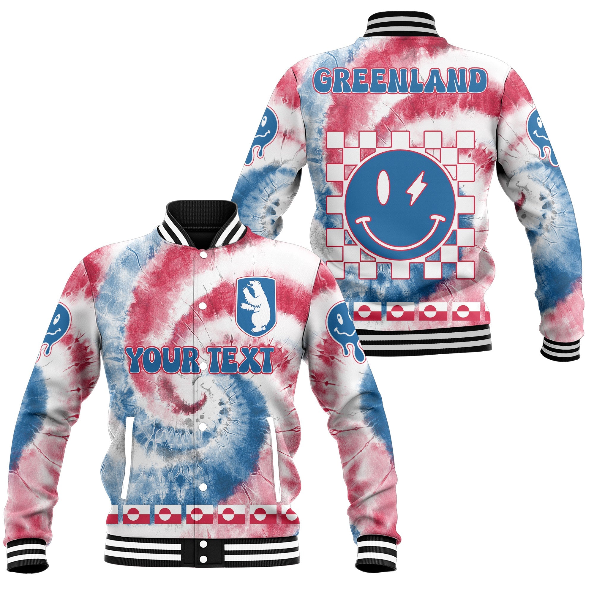 Greenland Baseball Jacket Custom Tie Dye Style 1