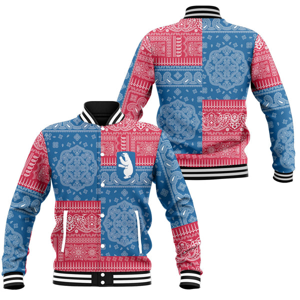 Greenland Baseball Jacket Flag And Paisley Basic Style 1