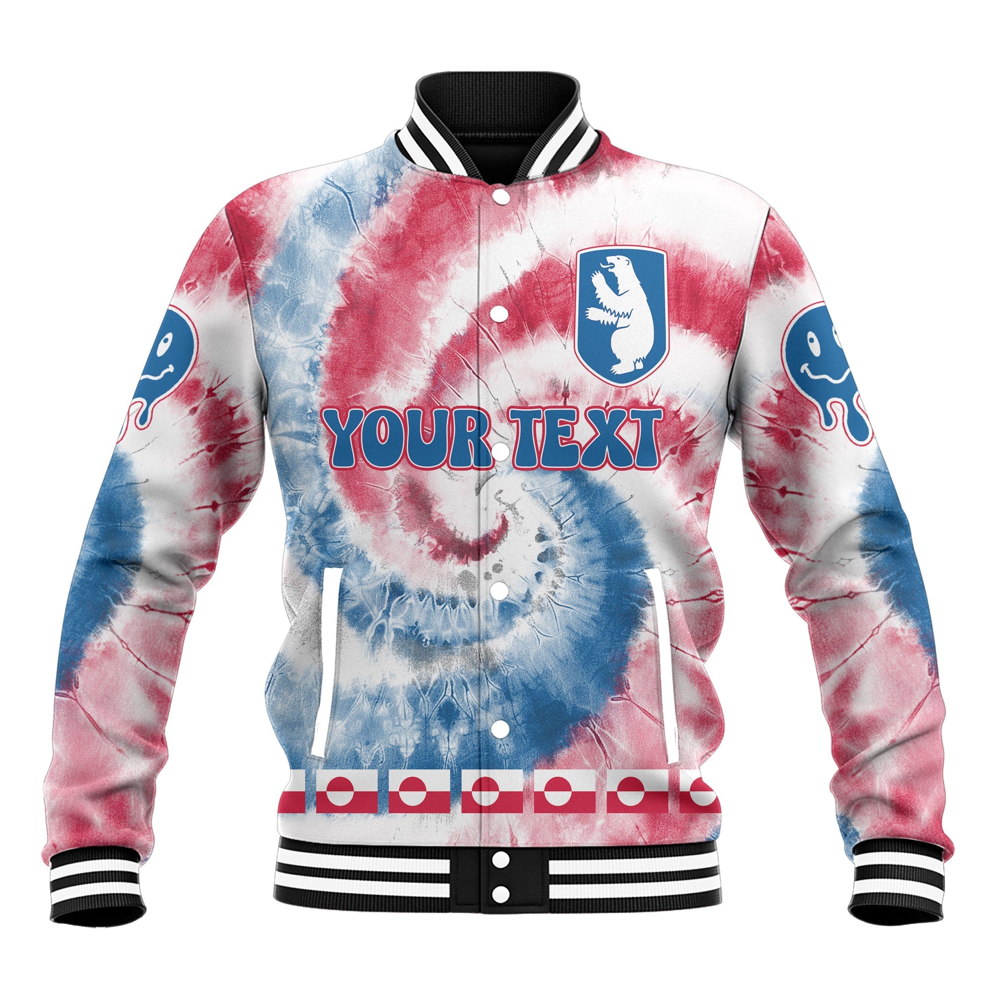 Greenland Baseball Jacket Custom Tie Dye Style 2