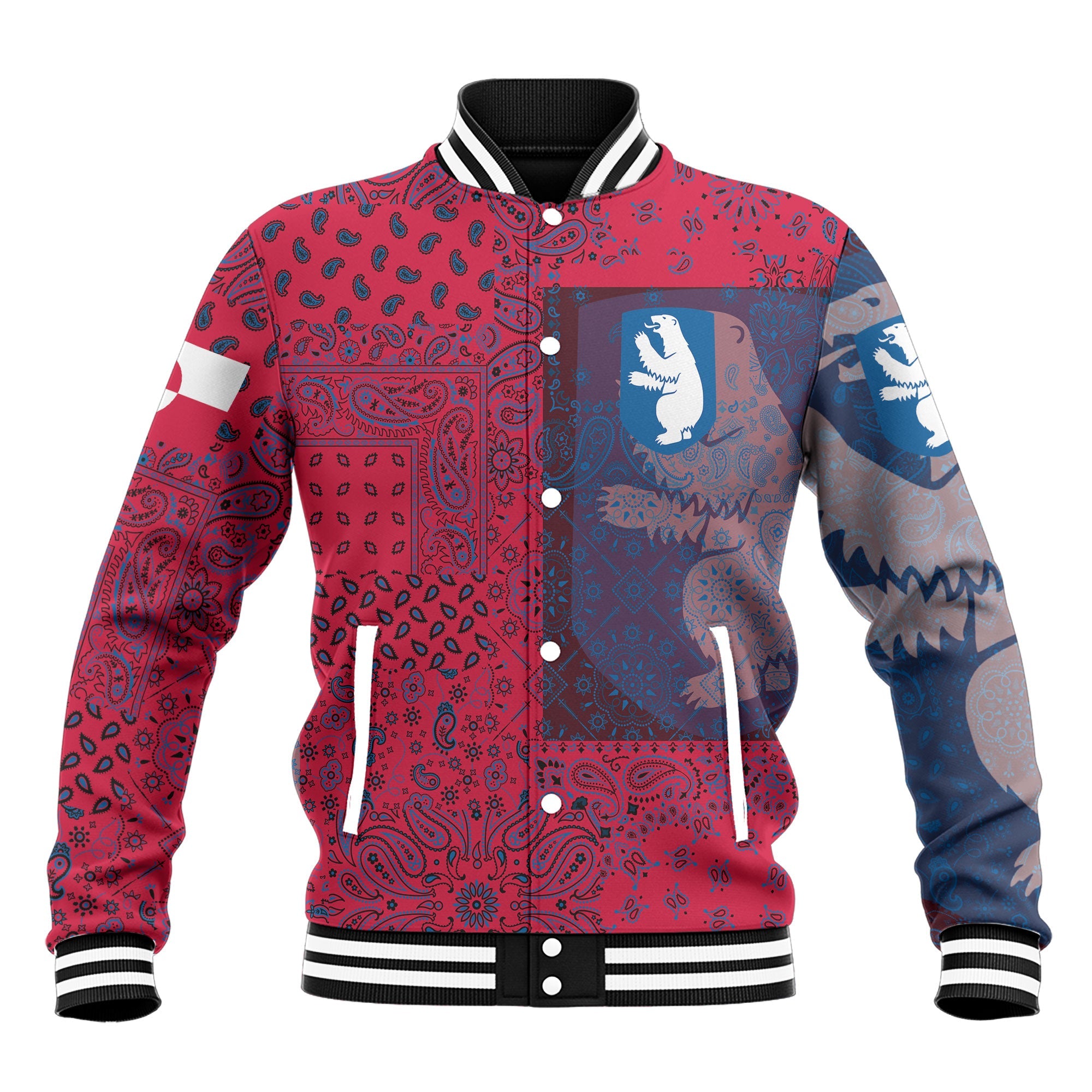 Greenland Baseball Jacket Paisley Flag And Skull Style 2