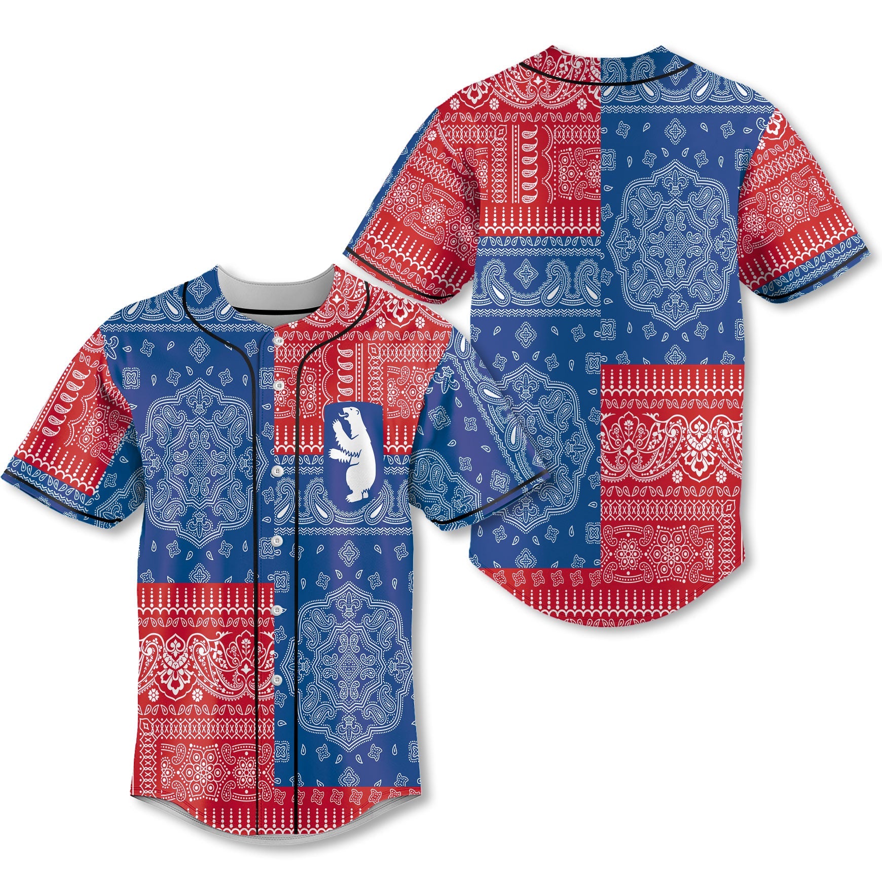 Greenland Baseball Jersey Flag And Paisley Basic Style 1