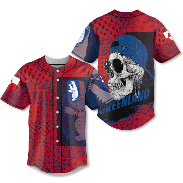 Greenland Baseball Jersey Paisley Flag And Skull Style 1