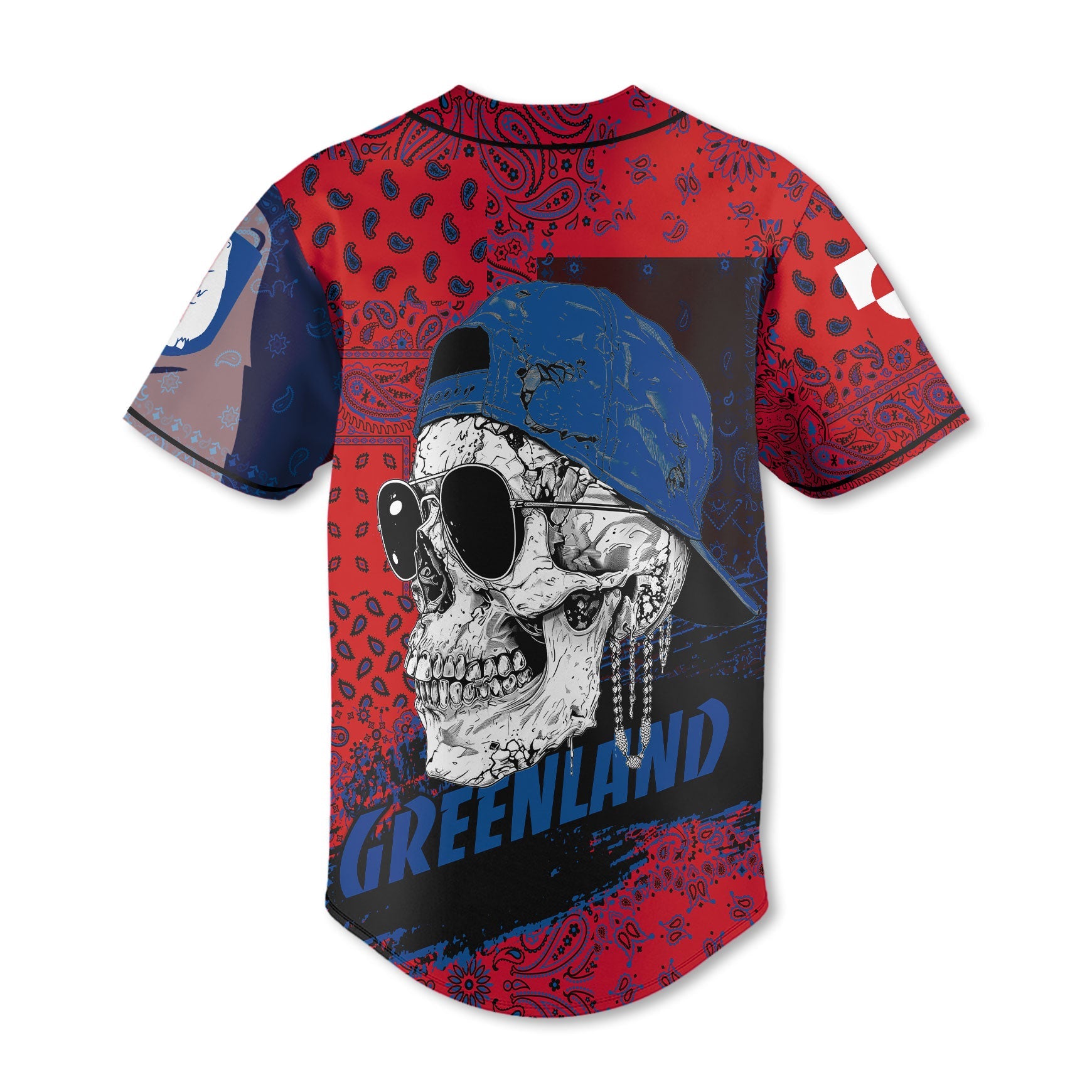 Greenland Baseball Jersey Paisley Flag And Skull Style 3