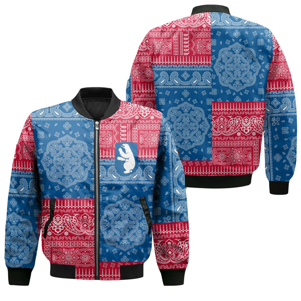 Greenland Bomber Jacket Flag And Paisley Basic Style 1