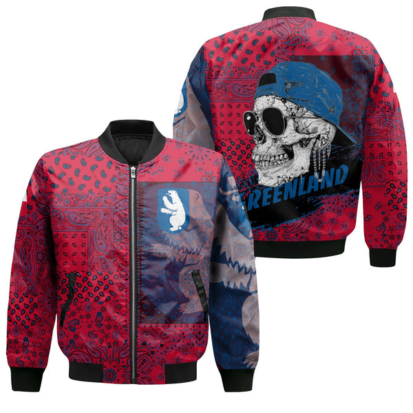 Greenland Bomber Jacket Paisley Flag And Skull Style 1