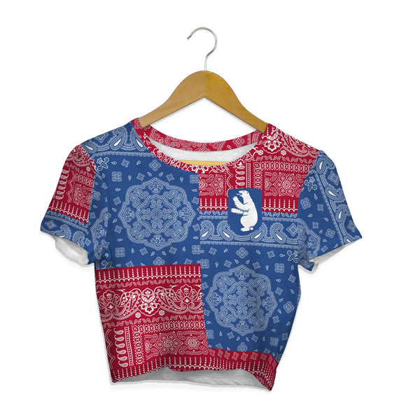 Greenland Croptop T Shirt Flag And Paisley Basic Style 1