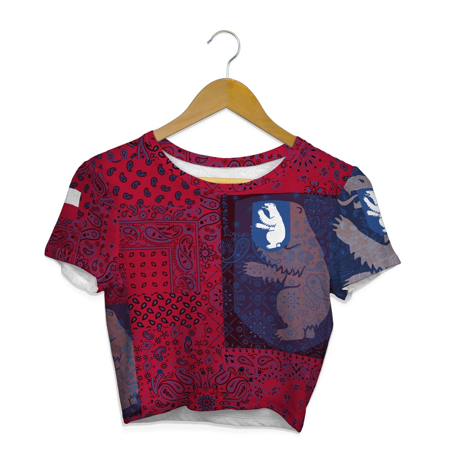 Greenland Croptop T Shirt Paisley Flag And Skull Style 1