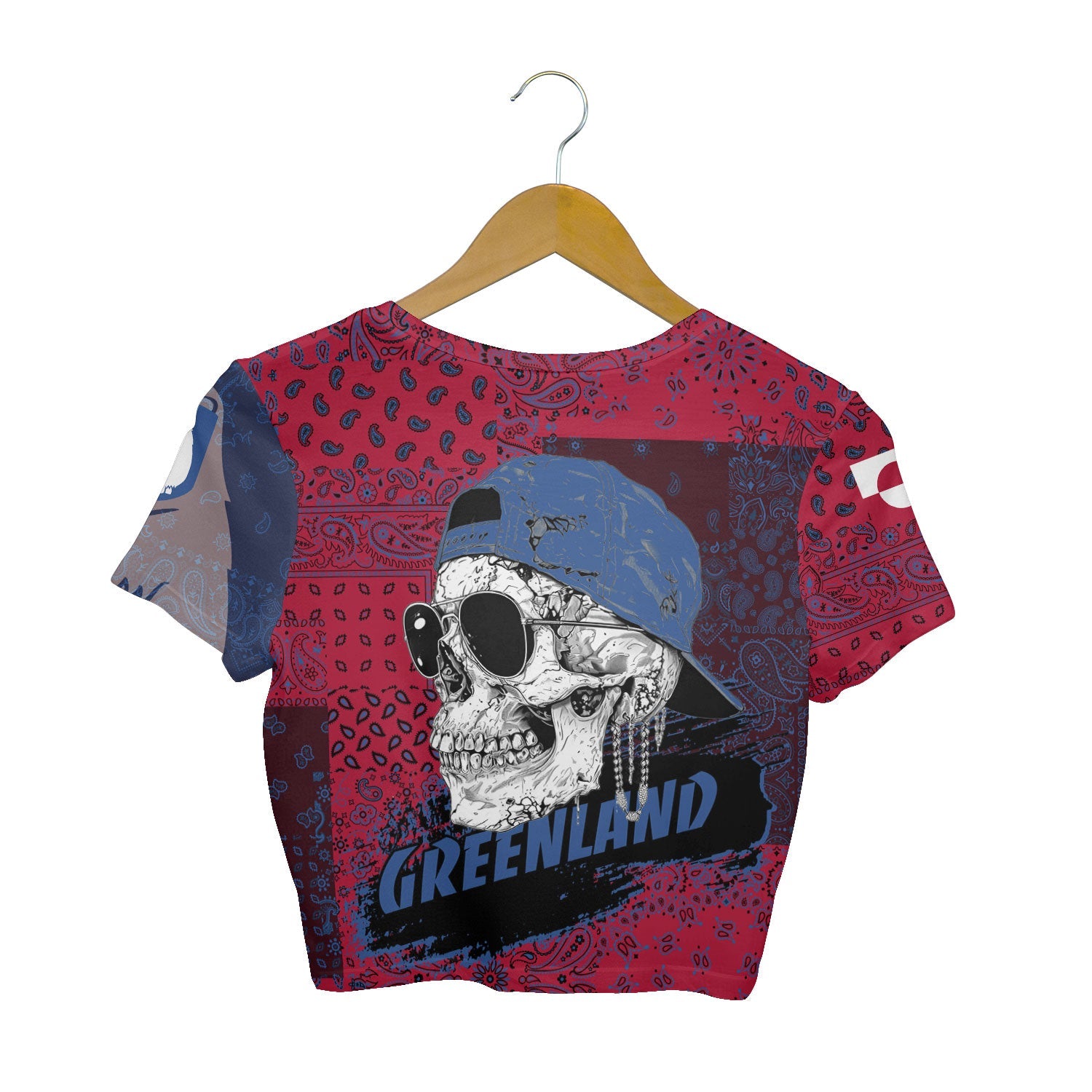 Greenland Croptop T Shirt Paisley Flag And Skull Style 2