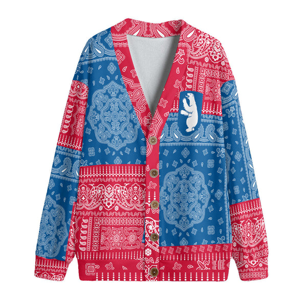 Greenland Fleece Cardigan Flag And Paisley Basic Style 1