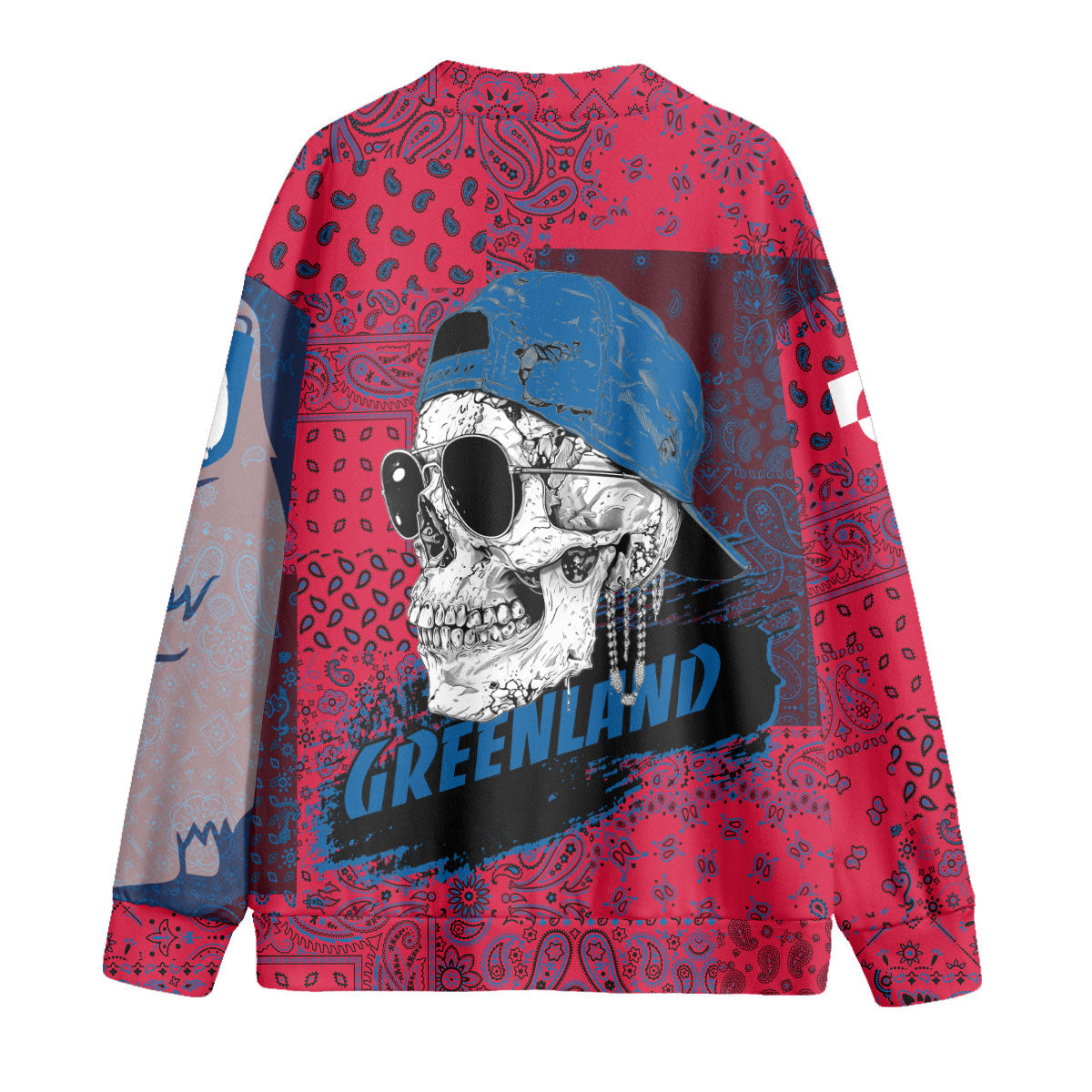 Greenland Fleece Cardigan Paisley Flag And Skull Style 2