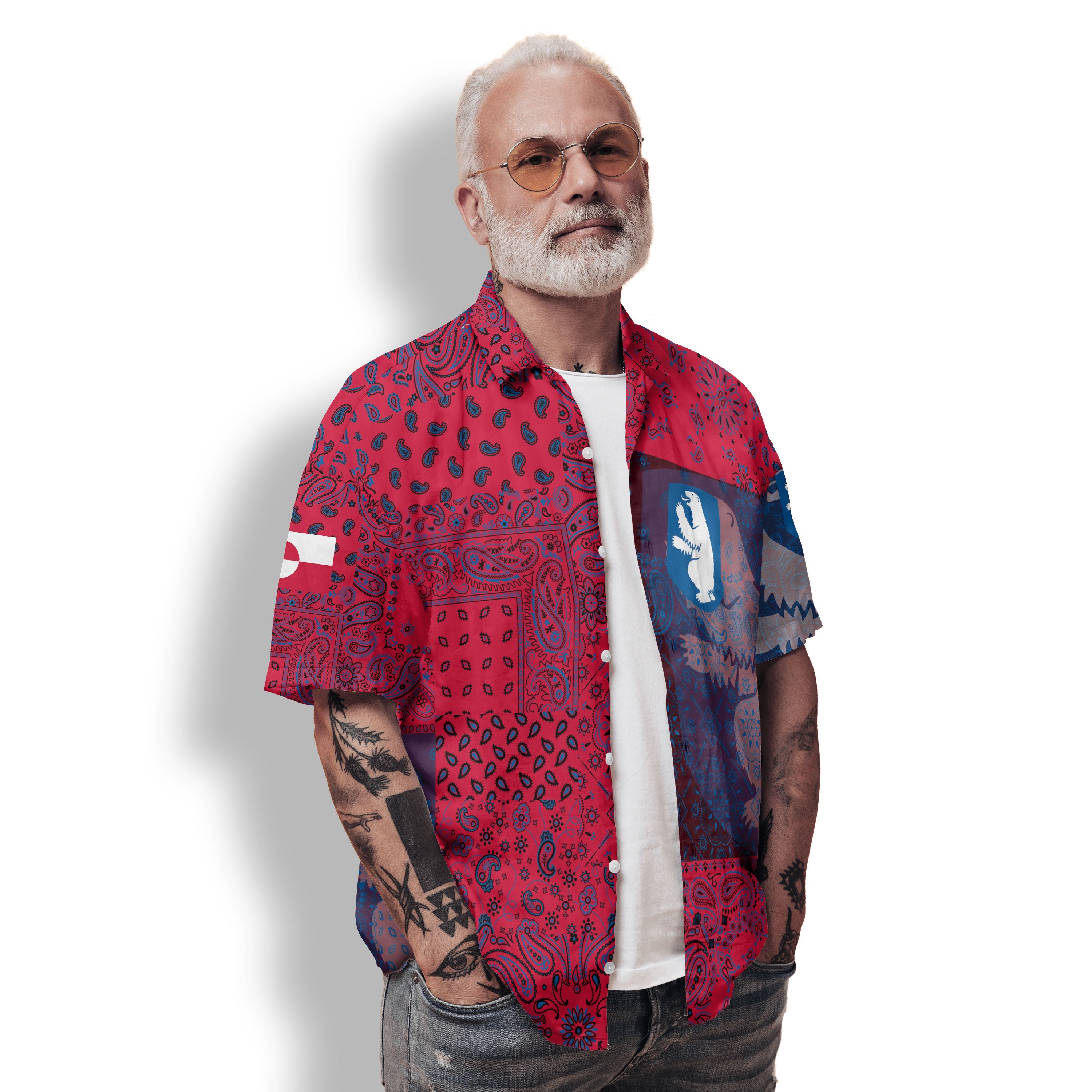 Greenland Hawaiian Shirt Paisley Flag And Skull Style 2