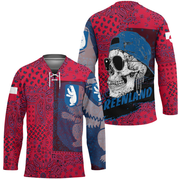 Greenland Hockey Jersey Paisley Flag And Skull Style 1