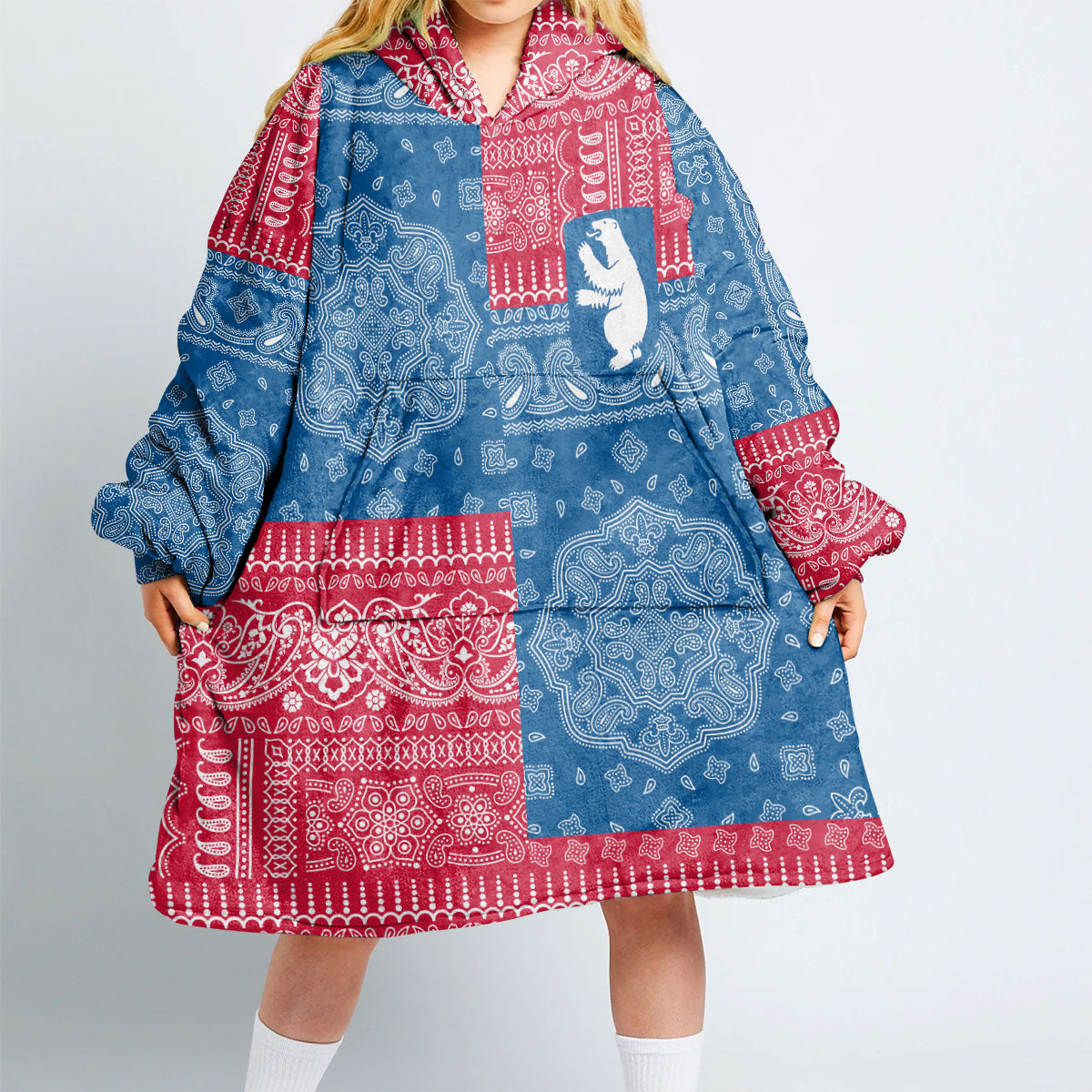 Greenland Hoodie Blanket Flag And Paisley Basic Style 2