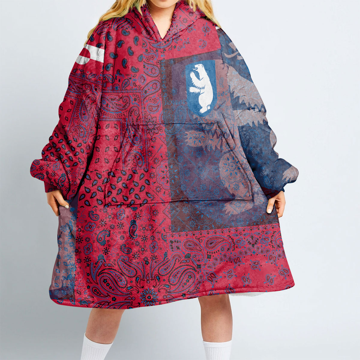 Greenland Hoodie Blanket Paisley Flag And Skull Style 2