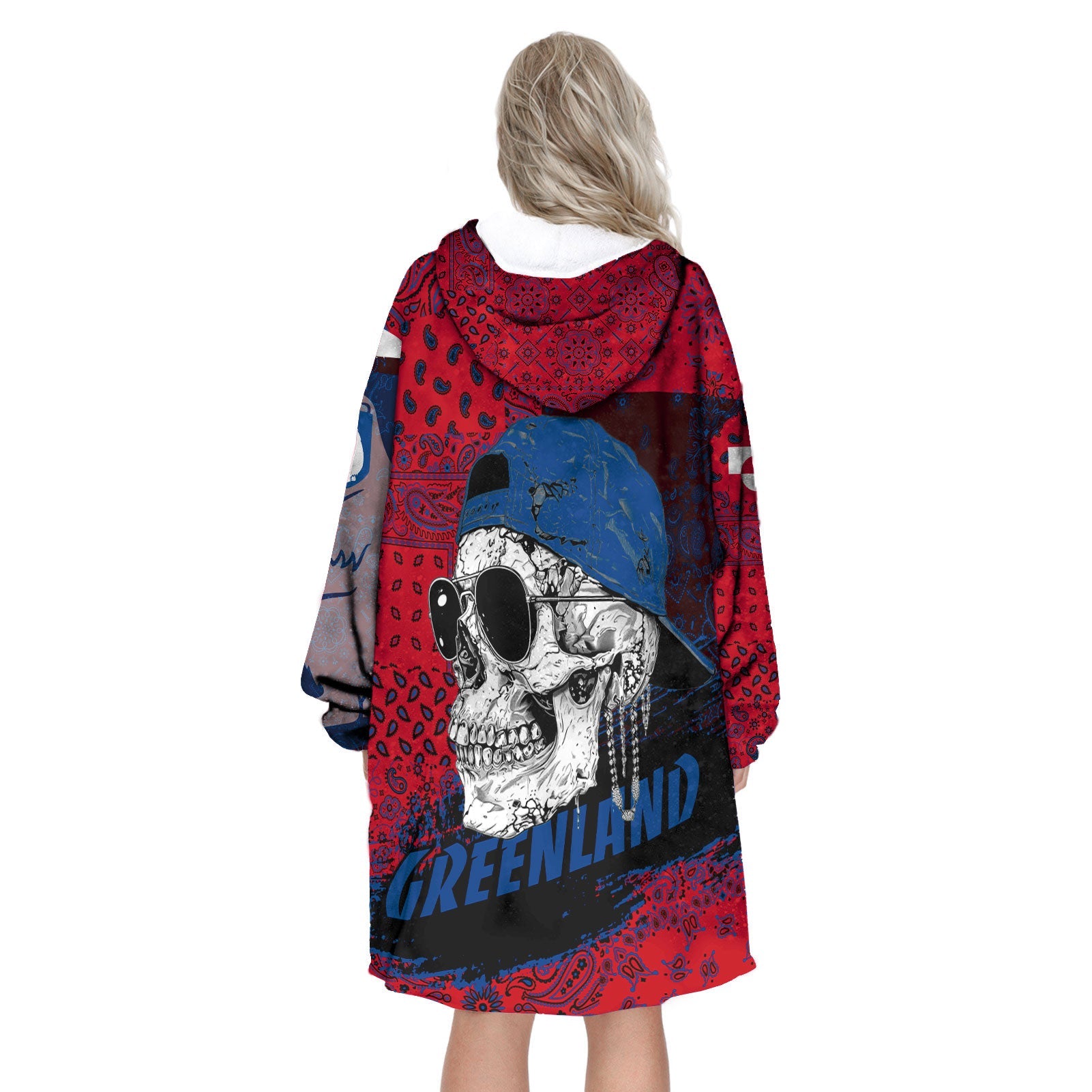 Greenland Hoodie Blanket Paisley Flag And Skull Style 3