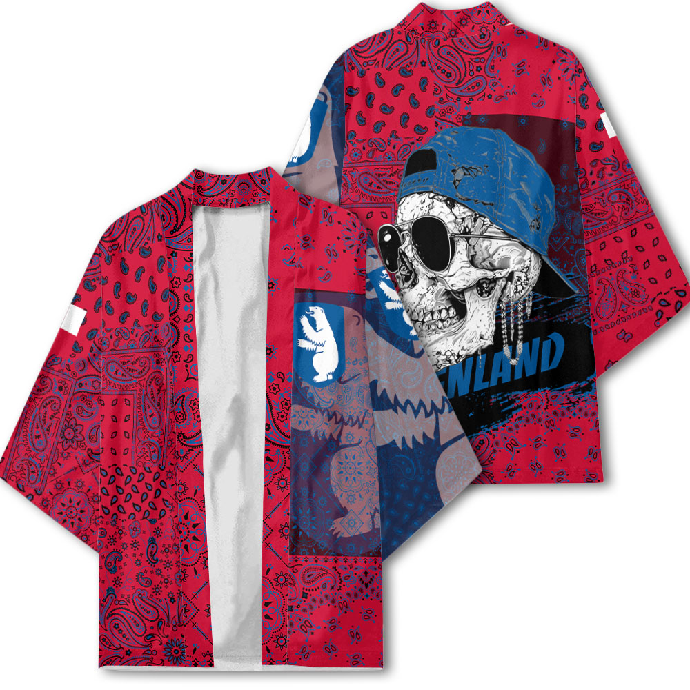 Greenland Kimono Paisley Flag And Skull Style 2