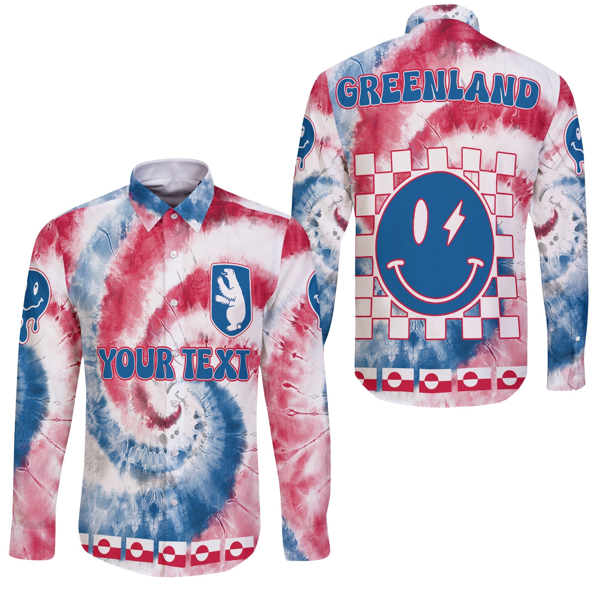 Greenland Long Sleeve Button Shirt Custom Tie Dye Style 3