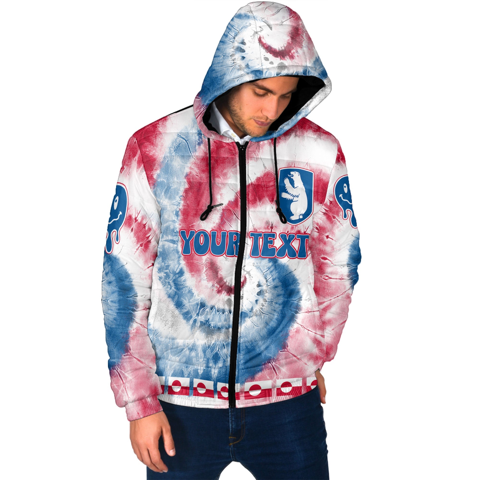 Greenland Men Hooded Padded Jacket Custom Tie Dye Style 2