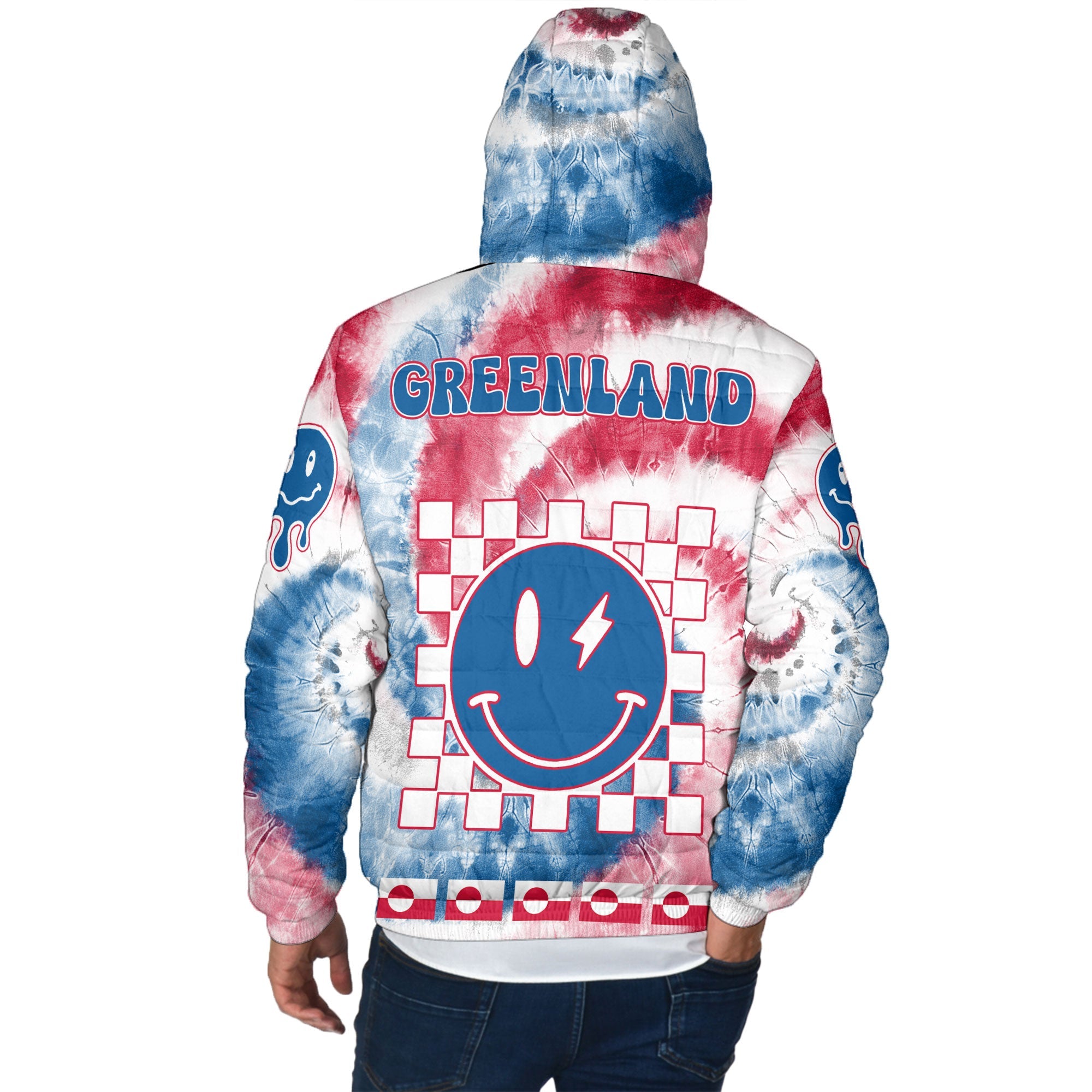 Greenland Men Hooded Padded Jacket Custom Tie Dye Style 3