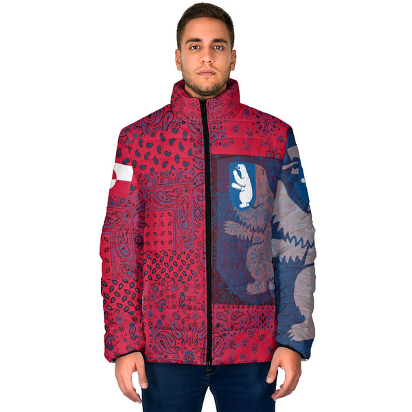 Greenland Men Padded Jacket Paisley Flag And Skull Style 1