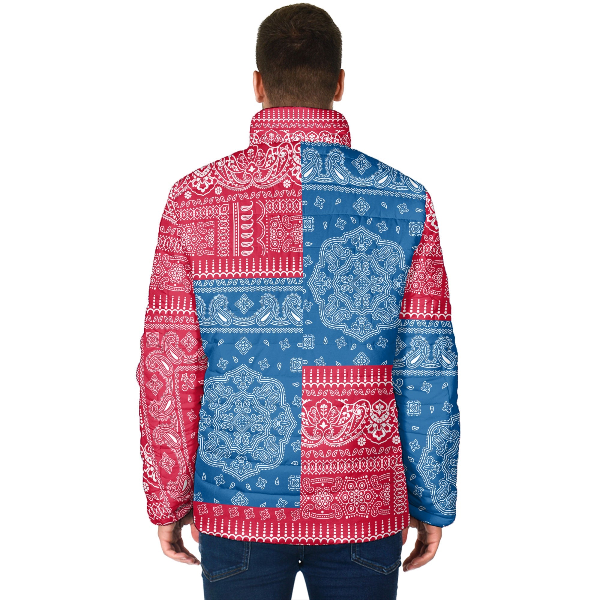 Greenland Men Padded Jacket Flag And Paisley Basic Style 2