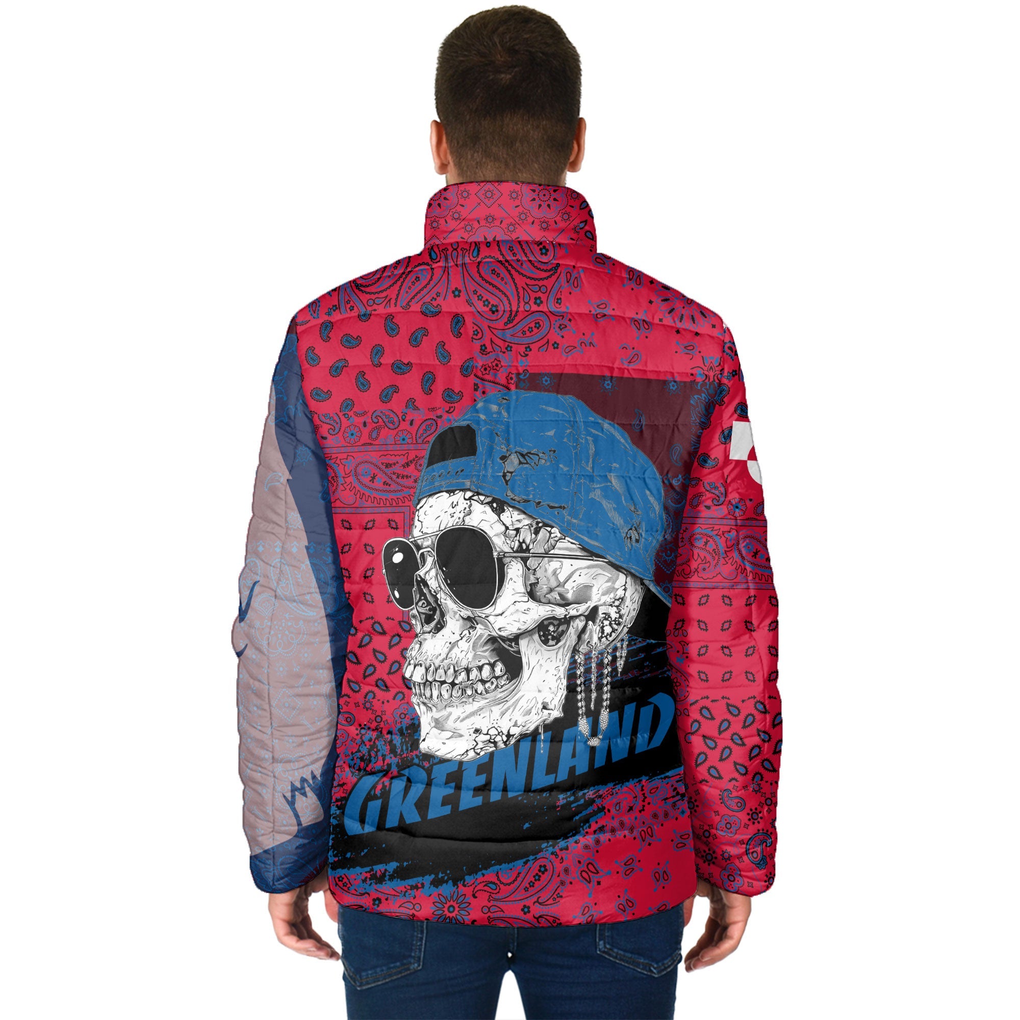 Greenland Men Padded Jacket Paisley Flag And Skull Style 2