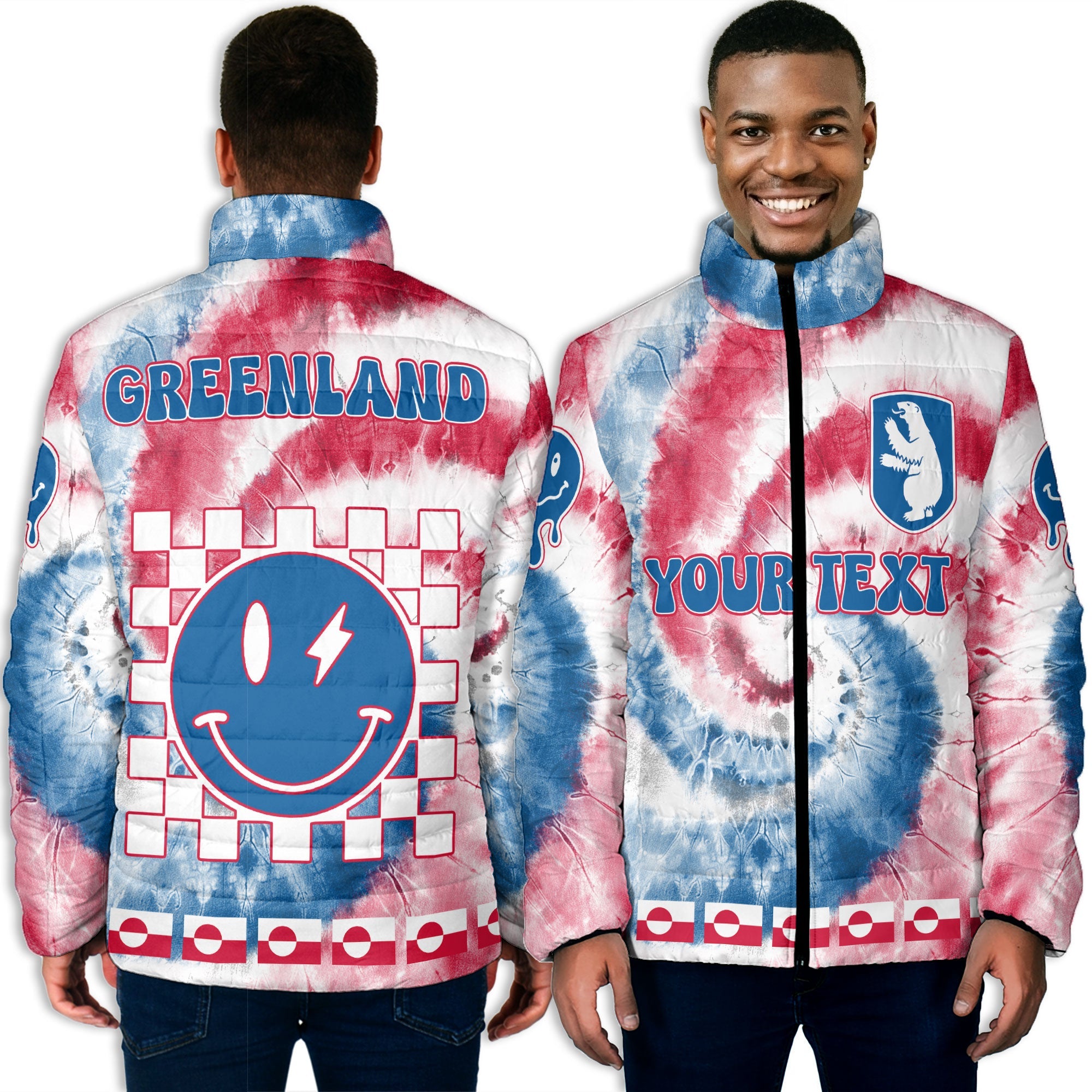 Greenland Men Padded Jacket Custom Tie Dye Style 3