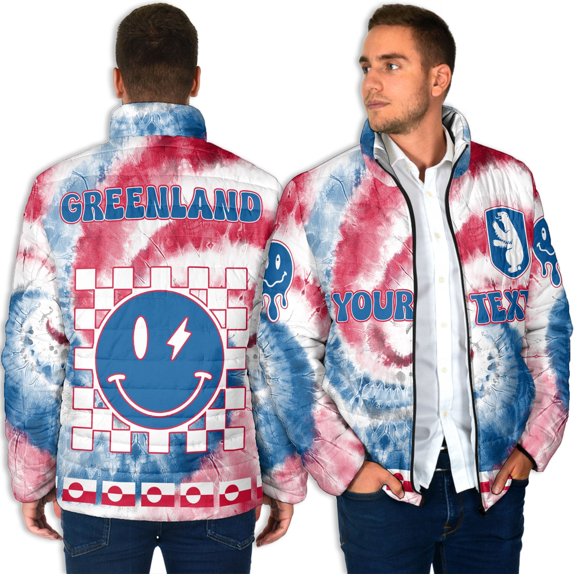 Greenland Men Padded Jacket Custom Tie Dye Style 4