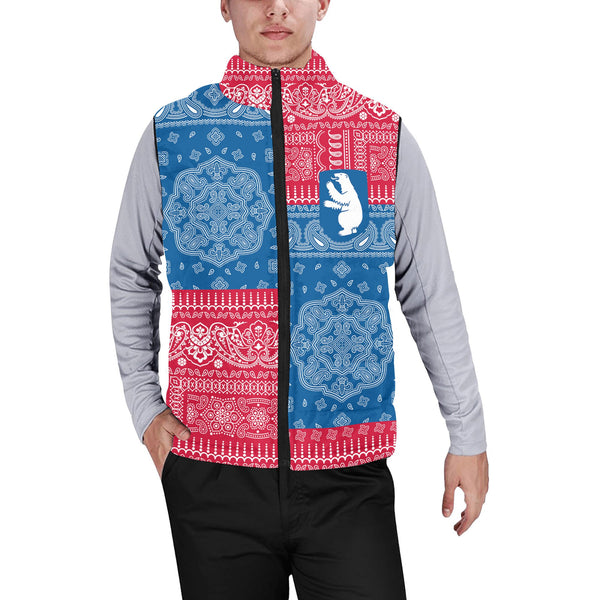 Greenland Men Padded Jacket Vest Flag And Paisley Basic Style 1