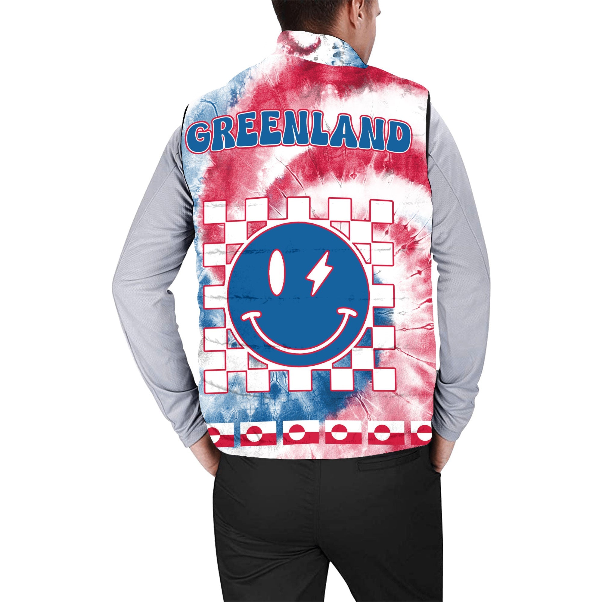 Greenland Men Padded Jacket Vest Custom Tie Dye Style 2