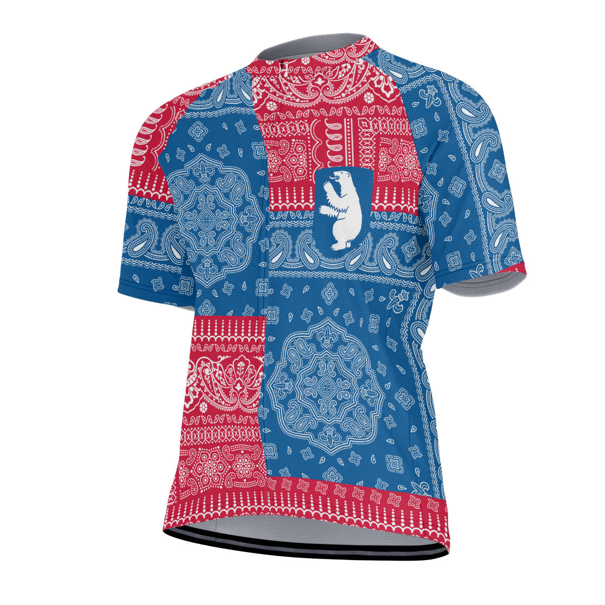 Greenland Men Cycling Jersey Flag And Paisley Basic Style 2