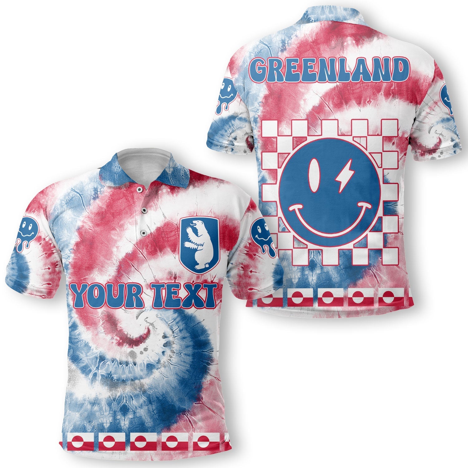 Greenland Polo Shirt Custom Tie Dye Style 1