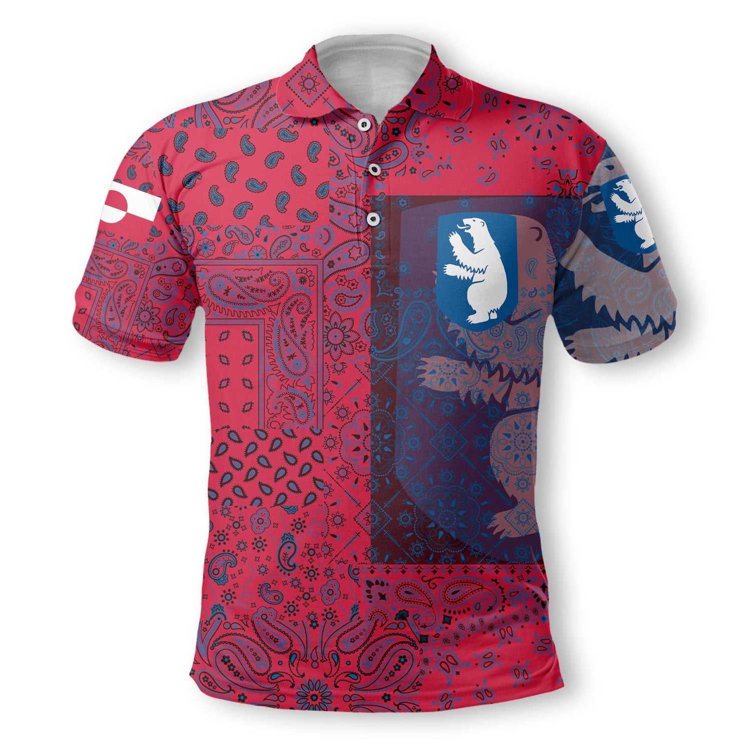 Greenland Polo Shirt Paisley Flag And Skull Style 2