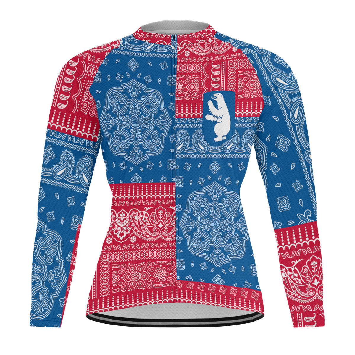 Greenland Raglan Men Cycling Jersey Long Sleeve Flag And Paisley Basic Style 1